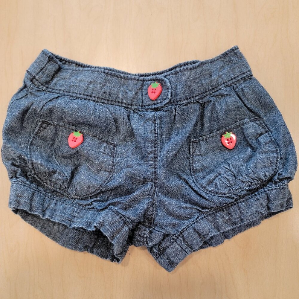 Gymboree 3T Denim Shorts with Strawberry Buttons